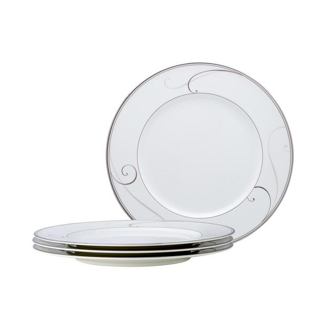 Noritake Platinum Wave Set of 4 Dinner Plates, Service For 4