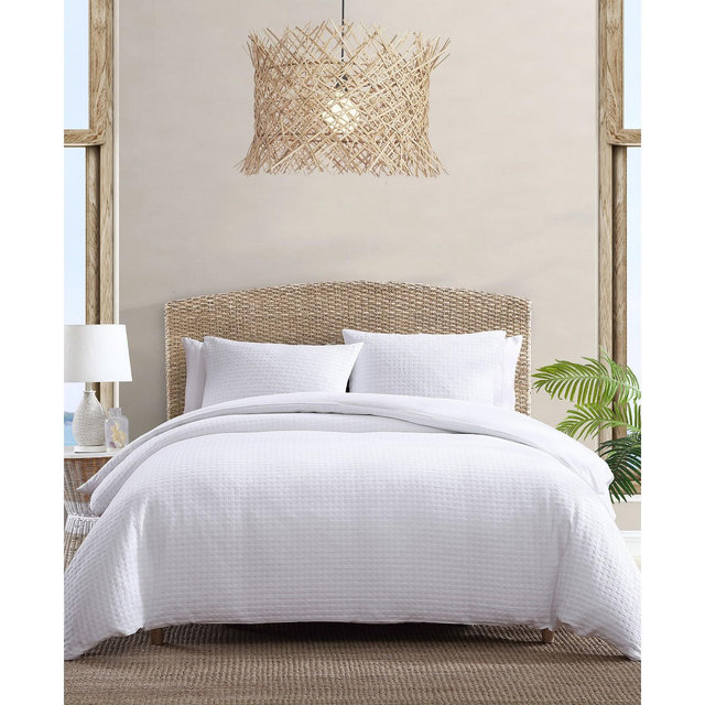 CLOSEOUT! Tommy Bahama Home Basketweave Solid Cotton and Polyster fill 4 Piece Comforter Set, King
