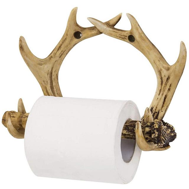 MyGift Antler Design Wall Mounted Resin Toilet Paper Roll Holder