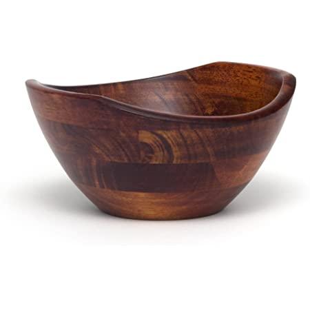 Lipper International Cherry Finished Wavy Rim Serving Bowl for Fruits or Salads, Matte, Large, 13" x 12.5" x 5", Single Bowl