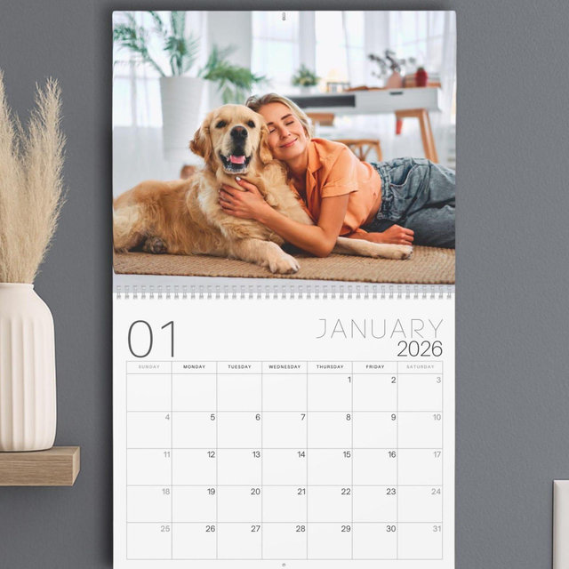 2026 to 2027 Personalized 12-Photo Wall Calendar Custom Design Pet,Family Memorial, Special Pictures Gift, Spanish option, Start any month