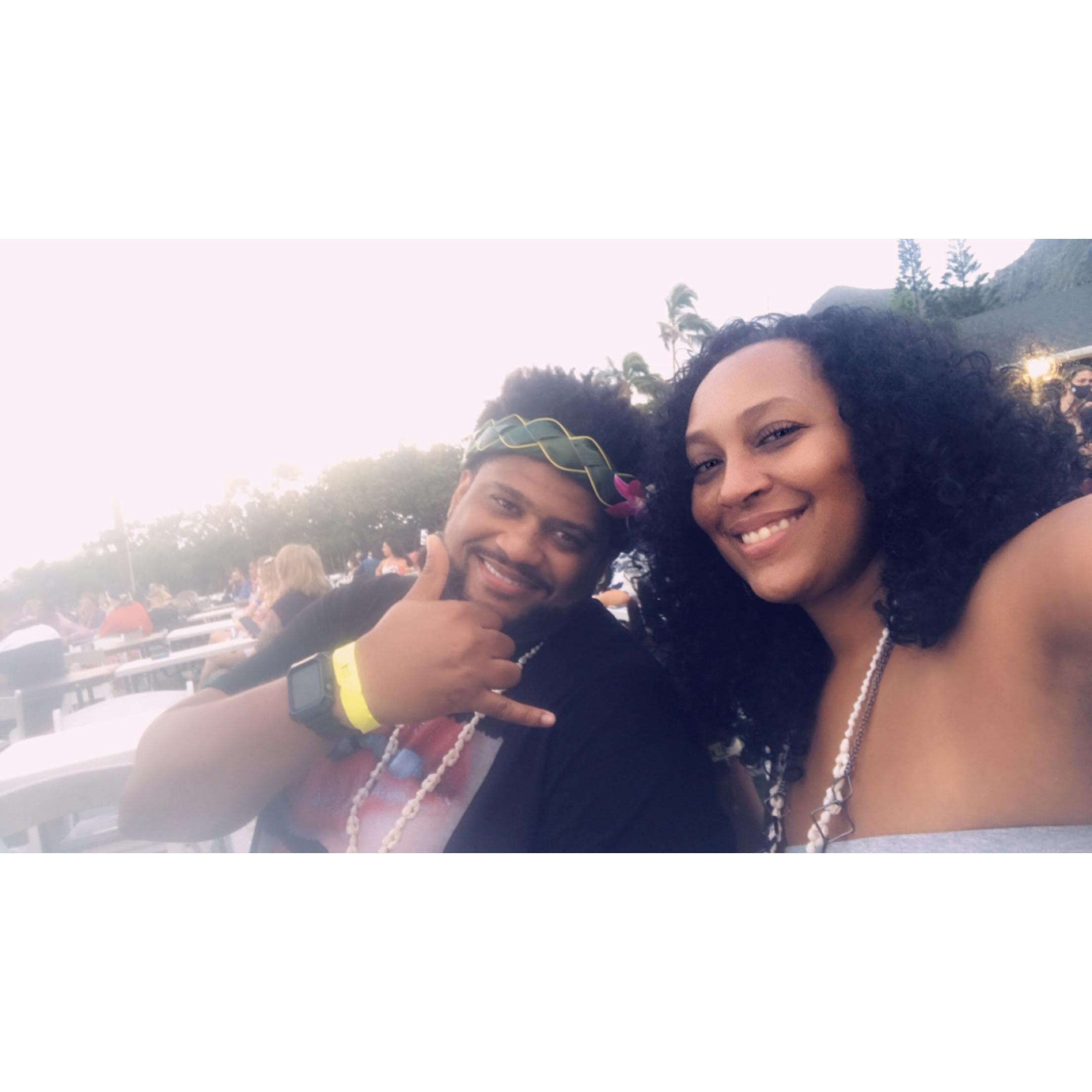 At the luau doing our thing....