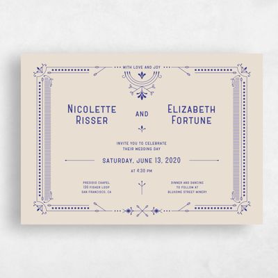Blue Landscape Wedding Invitation - Augusta Landscape