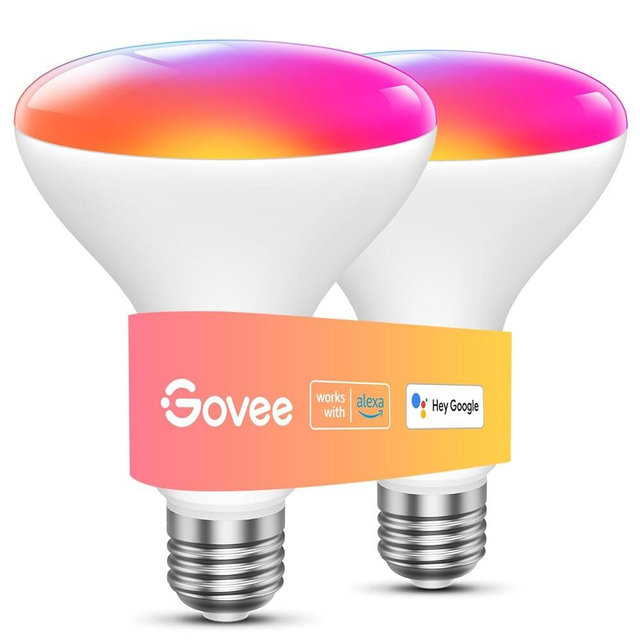 Govee Smart RGBWW WiFi & Bluetooth LED Light Bulbs, 1200 Lumens, Music Sync, 16 Million Colors, Compatible with Alexa & Google Assistant, 2 Pack
