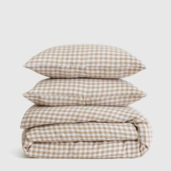 Linen Duvet Cover Set | Quince (Cafe Gingham, King)