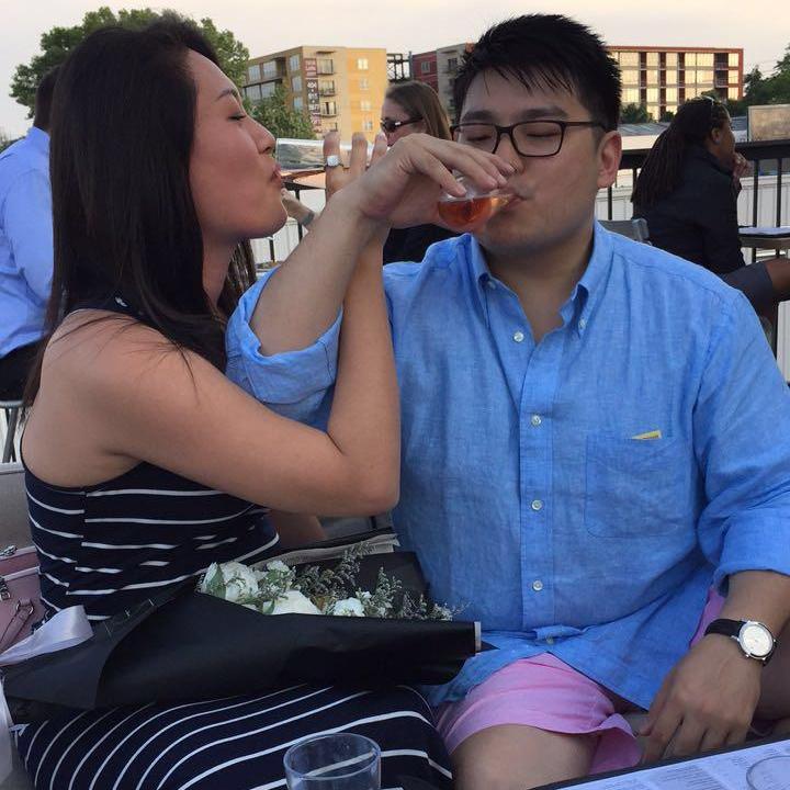 Champagne toast with my fiancé