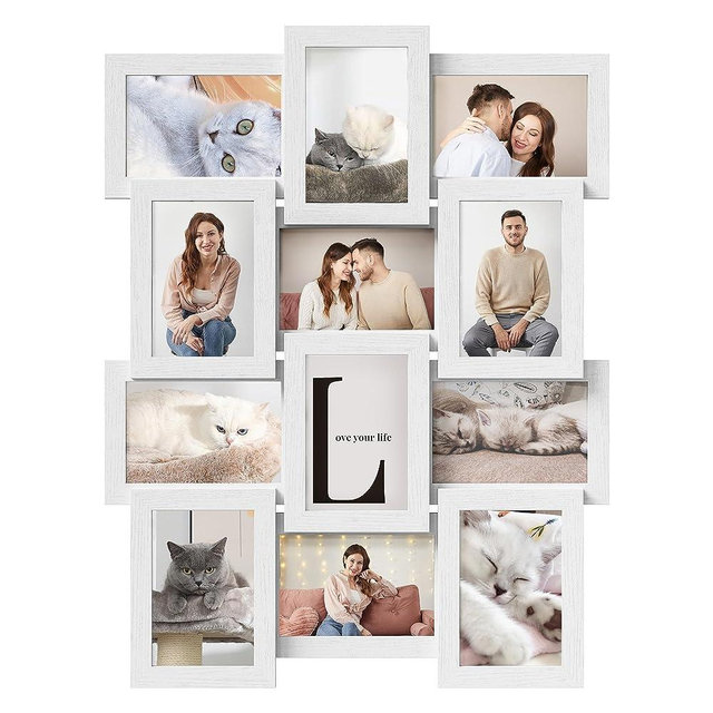 SONGMICS Collage Picture Frames, 4x6 Picture Frames Collage for Wall Decor Set of 12, Multi Family Photo Frame for Gallery Decor, Hanging Display, Assembly Required, White URPF026W01