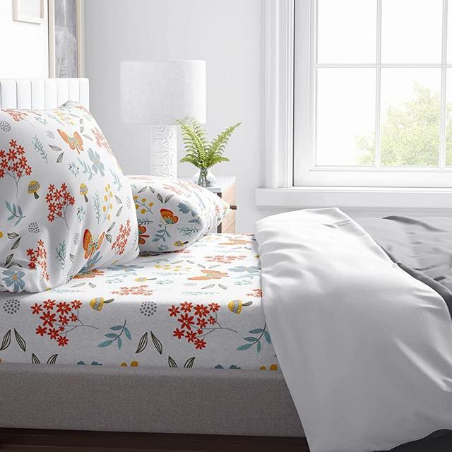 Tropical 4 Piece Bed Sheet Set 600 Thread Count 100% Egyptian Cotton Fitted Sheet 15 Inch Deep Pocket, Flat Sheet & 2 Pillowcases - Printed Bohemian Floral Bedding (Rainforest, King)