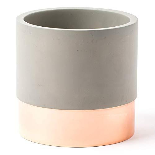 Kitchen Utensil Holder | Weighted Large Steel & Concrete Crock Jar | For Use as Canister, Organizer, Caddy or Planter by ROOM STARTERS (Copper & Concrete)