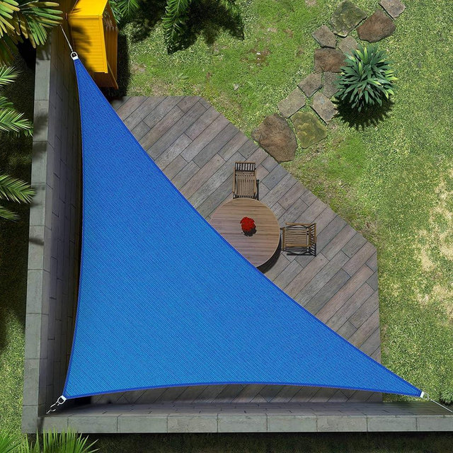 Amgo 20' x 20' x 28.3'Blue Right Triangle Sun Shade Sail Outdoor Canopy Awning UPF50+ AGTAPRT20, 95% UV Blockage, Water & Air Permeable, Commercial Standard Heavy Duty (We Make Custom Size)