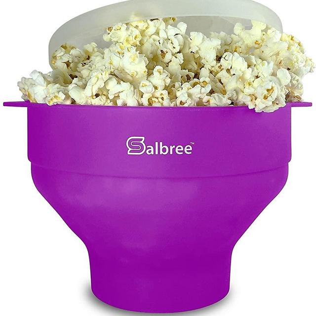 Original Salbree Microwave Popcorn Popper, Silicone Popcorn Maker, Collapsible Bowl - The Most Colors Available (Purple)