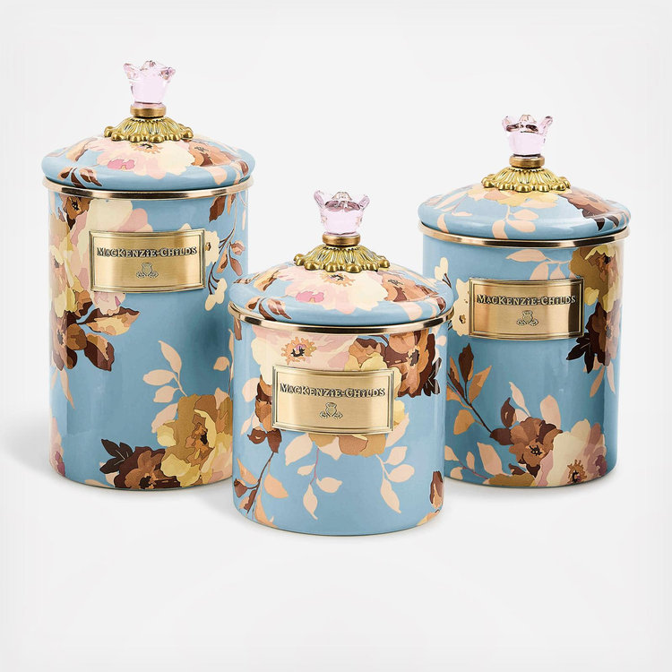 MacKenzie-Childs, Wild Rose Slate Stainless Steel Canister | Zola