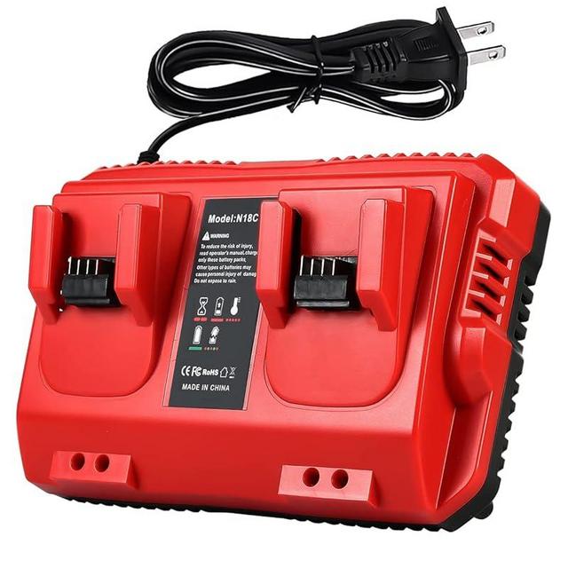 Lenoya 18V Rapid Charger Replacement for Milwaukee M18 Battery Charger Station 2Ports 48-59-1802 48-59-1812 Compatible with M-18 48-11-1850 48-11-1840 48-11-30 48-11-20