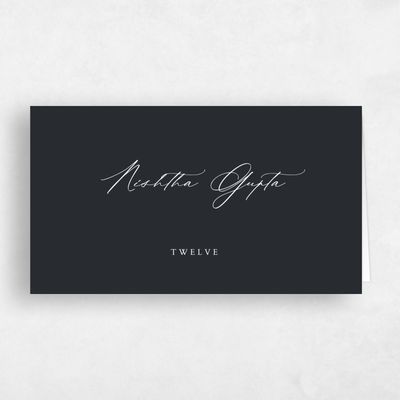 Black Typography Wedding Place Card - Grayson