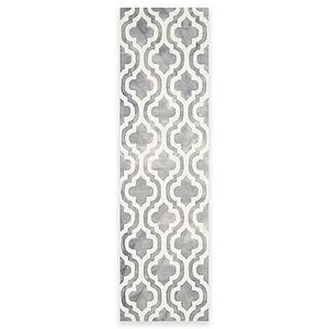 Safavieh Dip Dye Double Trellis 2-Foot 3-Inch x 8-Foot Runner in Grey/Ivory