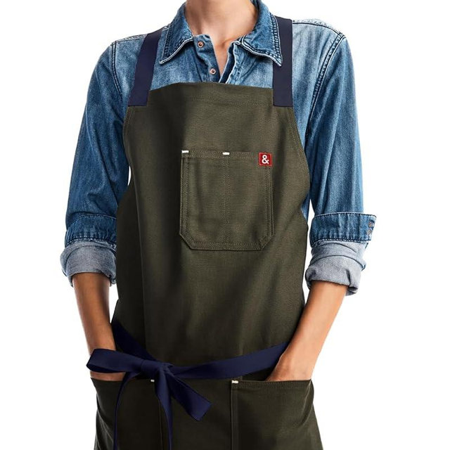 hedley & bennett Crossback Apron - Crossback Chef Apron with Pockets - 100% Cotton Canvas, 8oz - Olive Green