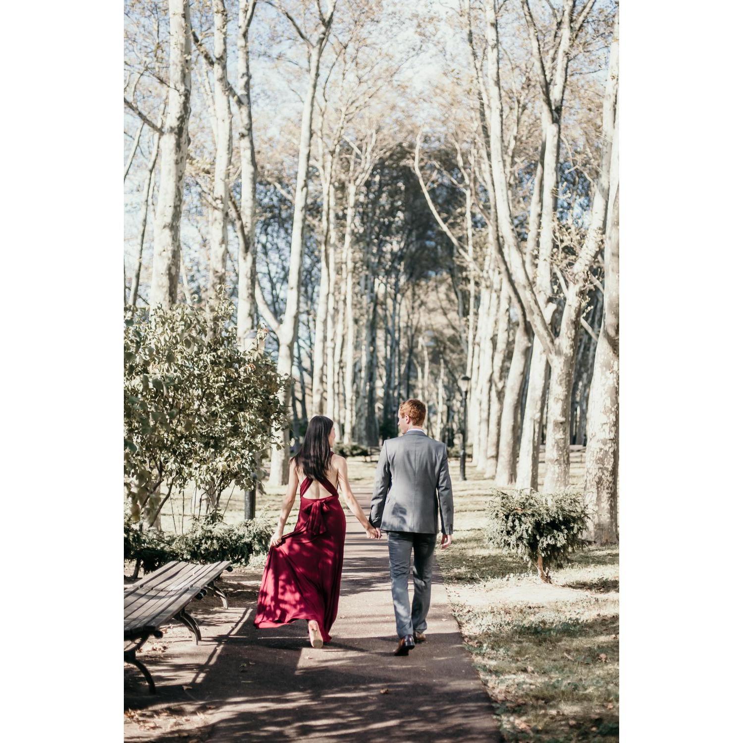 This is where we got engaged - but without nice clothes or beautiful sunlight. James popped the question on Chinese New Year with a red envelope. We were wearing boxy puffy jackets back in February!