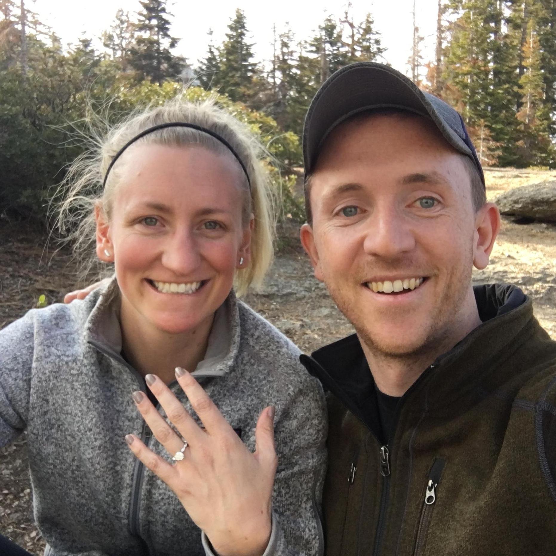 Showing off the ring after Brian proposed (Oct 2017)