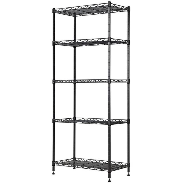 5-Wire Shelving Metal Storage Rack Adjustable Shelves, Standing Storage Shelf Units for Laundry Bathroom Kitchen Pantry Closet (Black, 21.2L x 11.8W x 53.5H)