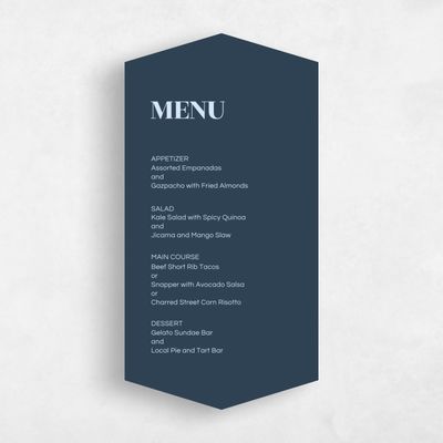 Blue Diamond Wedding Menu - Melvine