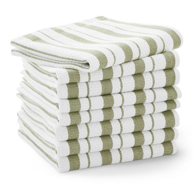 Williams Sonoma Classic Stripe Dishcloths, Set of 8, Sage Green