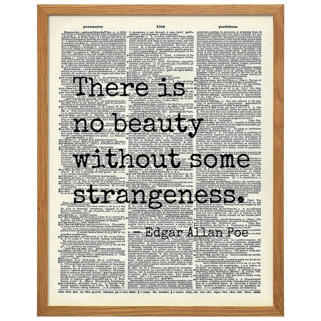 Edgar Allan Poe Gothic Art LARGE 11x14 FRAMED - Retro Goth Wall Decor for Home, Office, Living Room, Bedroom, Bathroom - Famous Quotes Typography Wall Art for Poetry Fans, Vintage Horror Fans