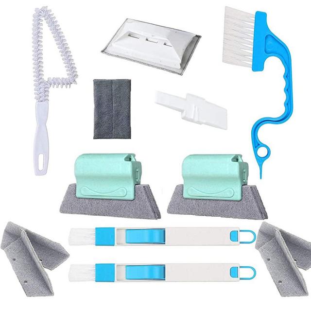 Window Groove Cleaning Brush Set - Hand-Held Door Window Sliding Track Crevice Gap Corner Cleaning Brush &Cleaner Squeegee for Car Shower Doors House Glass Cleaning Tools Gadgets Kits