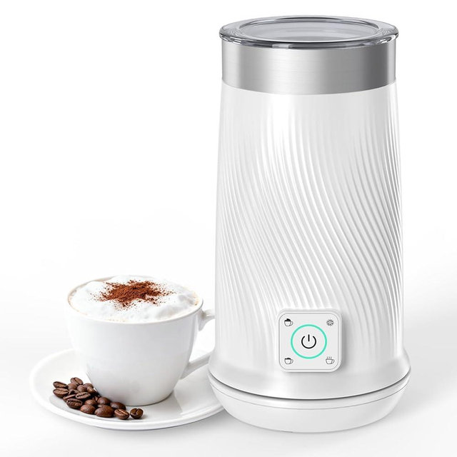 Milk Frother, 4-in-1 Electric Milk Steamer with Warm and Cold Foam Maker, Milk Heater and Warmer Hot & Cold Milk Foamer Maker for Latte Coffee Chocolate