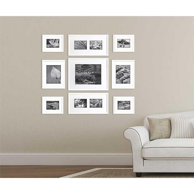 Plain White Mixed Collage Frames, Set of 9