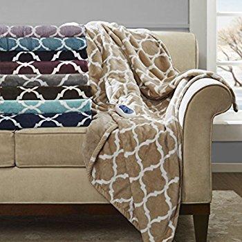 Crystal Velvet to Berber Heated Throw Red Multi 50x72"