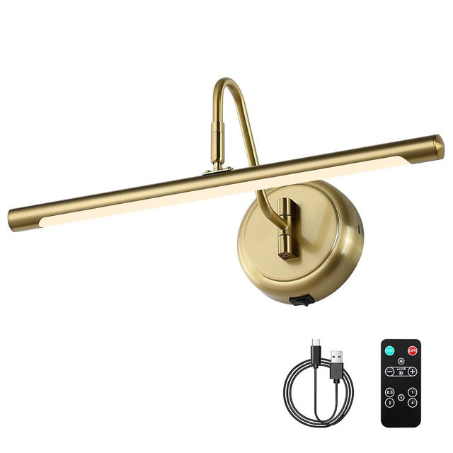 JOOSENLUX Modern Wall Lights Battery Operated Gold Wireless Picture Lights for Wall 16.5" Inch Dimmable Under Counter Lights for Kitchen with Swing Arm as Canvas Wall Sconce Light 3000K CRI95+