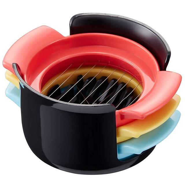 3 in 1 Egg Slicer for Hard Boiled Eggs, Dishwasher Safe Egg Cutter-Durable 430 Stainless Steel Wires, Easy to Clean, Time-Saving (Black)