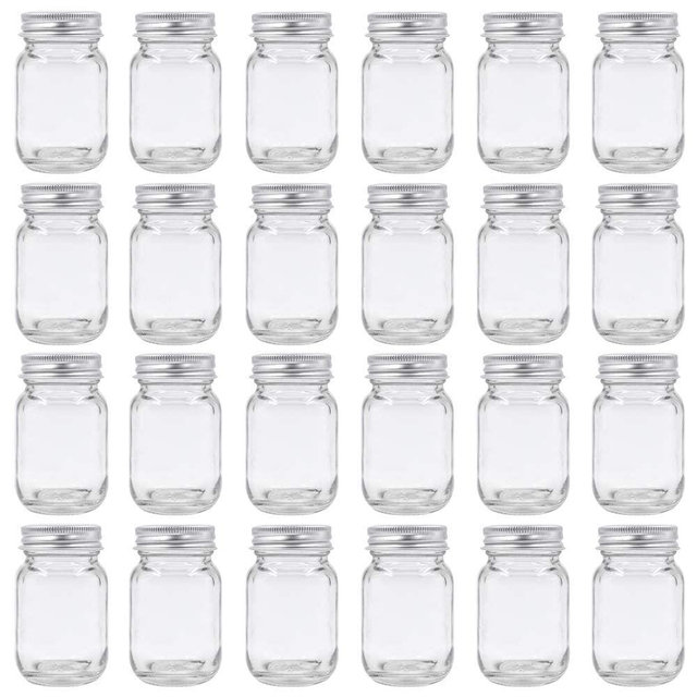U-Pack 2oz Mason Jar with Silver Lid for Honey Jam Spice Pack of 24 Sets