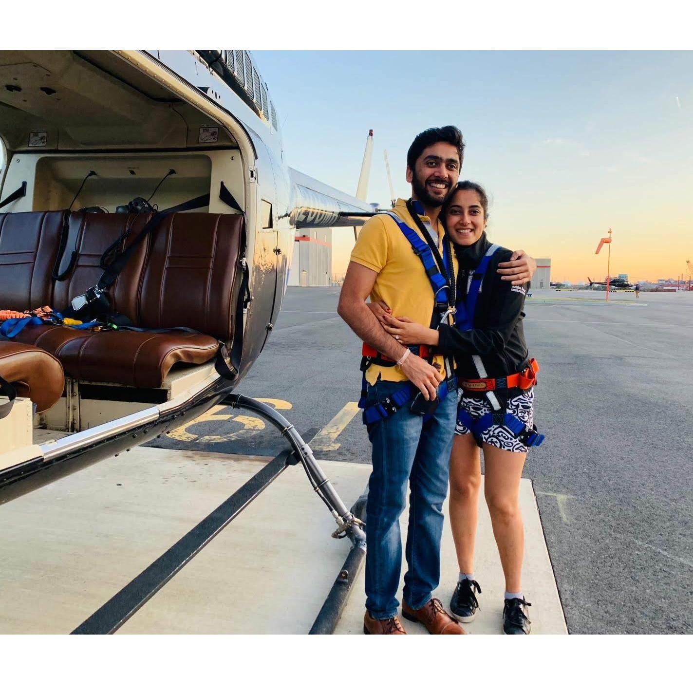Celebrating Tushar's birthday in the New York skies at sunset