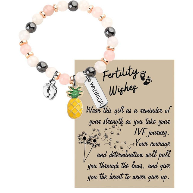 WSNANG IVF Warrior Pineapple Gift Fertility Wish Bracelet - Infertility Warrior Jewelry for Mom