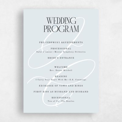 Blue Simple Wedding Program - Ferrara
