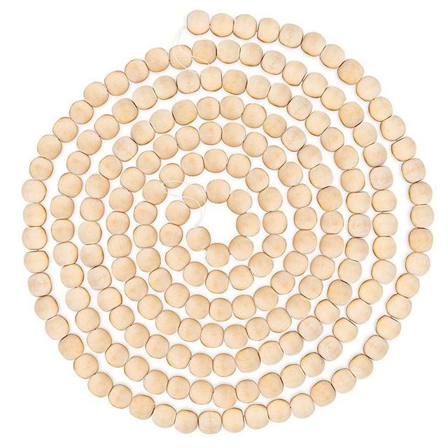 9 Foot Natural Wood Bead Christmas Garland | Wooden Christmas Tree Garland Perfect for Rustic Natural Country Farmhouse Trees | Garland Christmas Decorations for Indoor Use