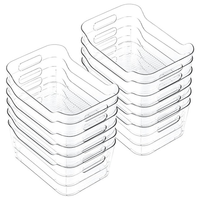 CiWiVOKi Clear Plastic Storage Bins, Set of 12, Multi-Use Organization and Storage Containers for Pantry, Cabinet, Refrigerator, Freezer, Bathroom, Organizer Bins for Home & Kitchen