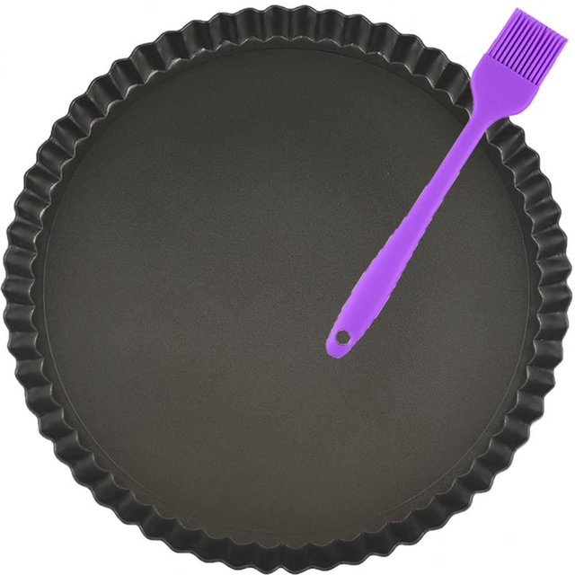 Tart Pans 10 Inch with Removable Bottom Fluted Pie Tart Pans, Heavy Duty Carbon Steel Round Non-stick Quiche Pan for Mousse Cakes, Christmas Dessert Baking (10.2 Inch 1pc)