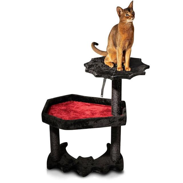 Gothic Cat Tree with Coffin Cat Bed & Spooky Cat Toys - Spooky cat Tree for Halloween cat (Large)
