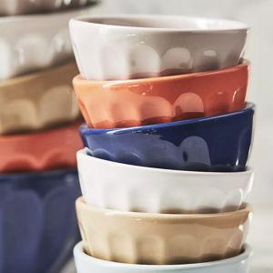Latte Stoneware Nut Bowls, Assorted Set of 6: Amelie Edition