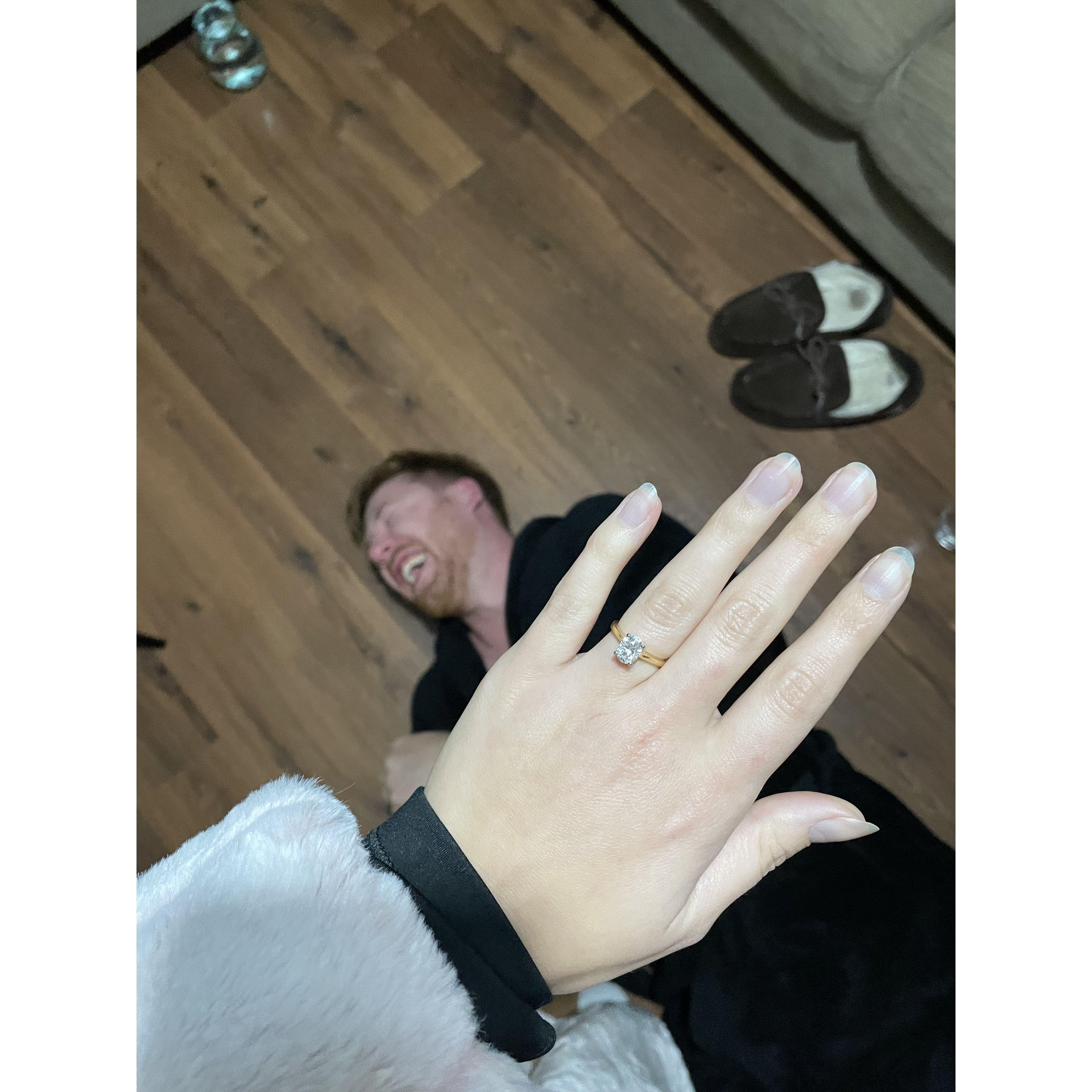 Connor getting jealous and photobombing Abigails engagement ring photos