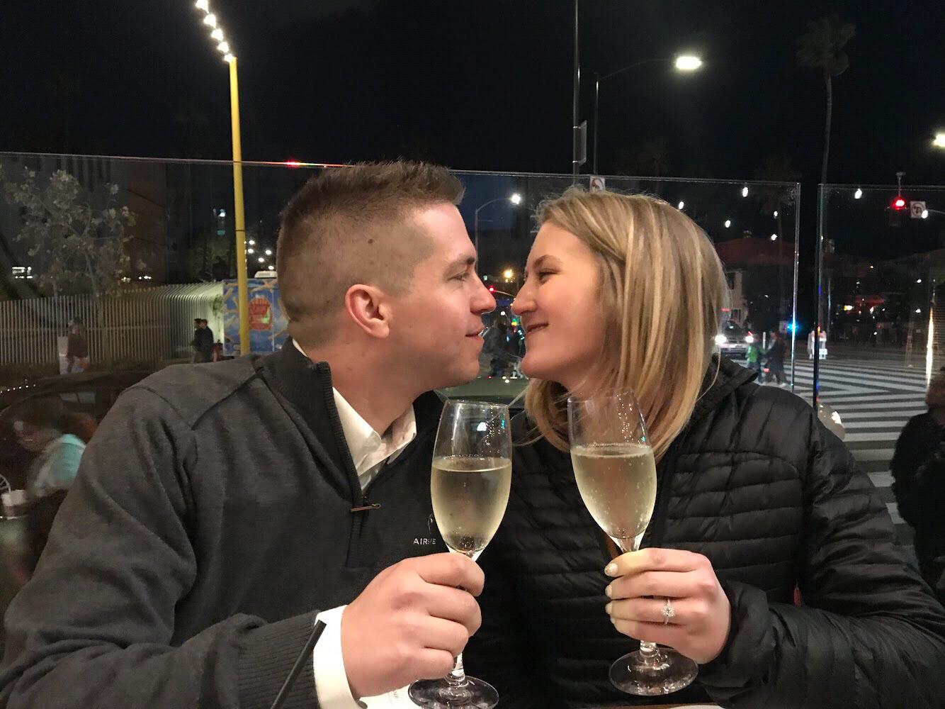 Post engagement celebration at Del Friscos on the Pier