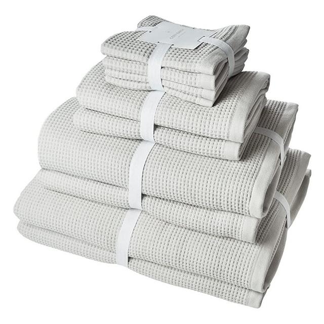 Cozy Earth Light Grey Waffle Bath Towel Bundle