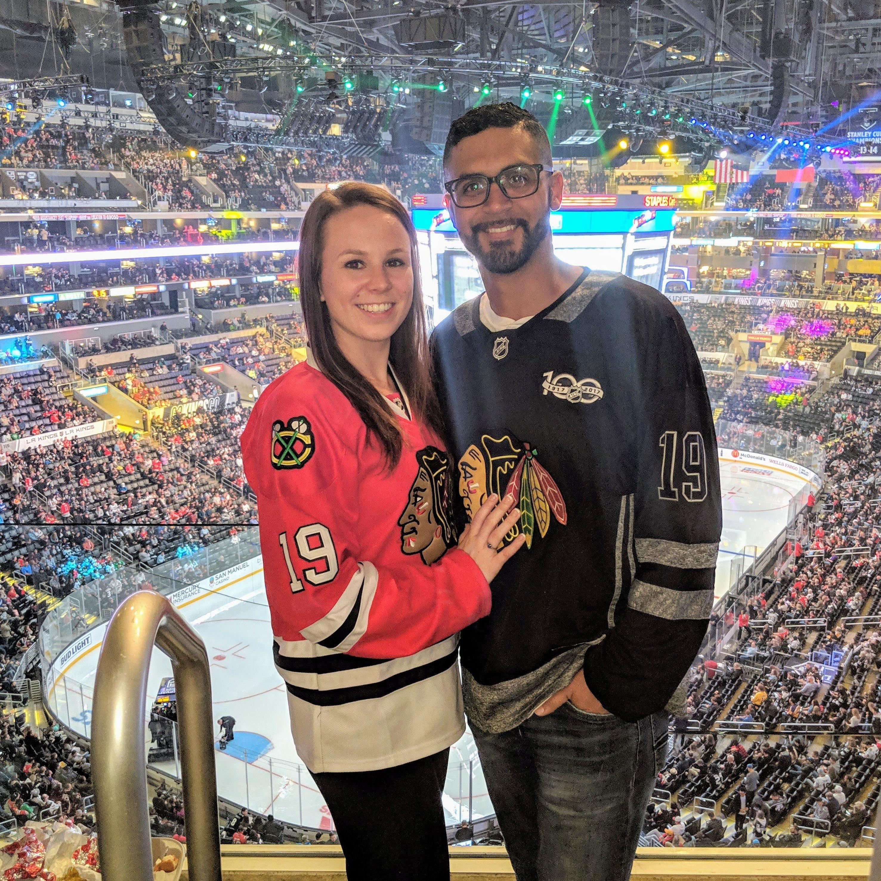 Manny's first hockey game! of many.. Go Hawks!