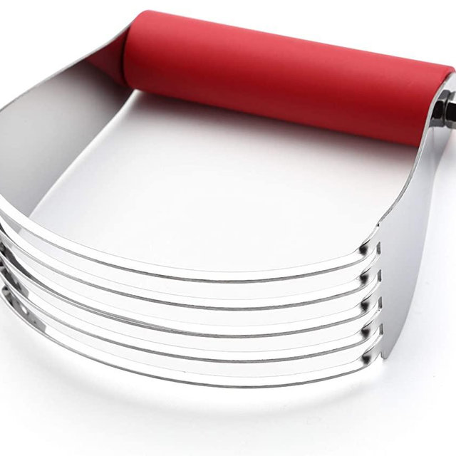 Spring Chef Dough Blender, Top Professional Pastry Cutter with Heavy Duty Stainless Steel Blades, Large Size, Red