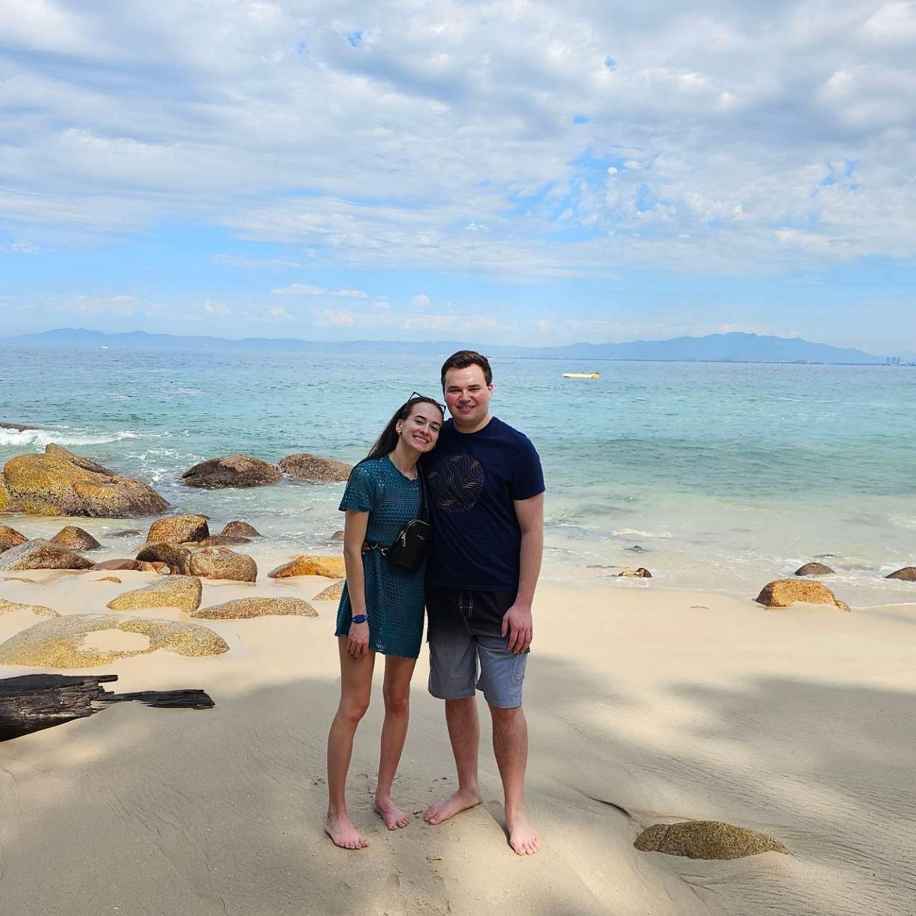 On the beach in Puerto Vallarta. We were on a group trip with Alex parents and some close family friends. December 2023.