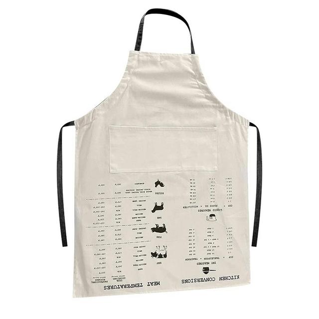 Aapron–Cotton Adult Cooking Apron for Men & Women with Measuring Conversion Chart–Lightweight & Soft – Funny - Useful - Universal Size Adjustable Strap (off white),One Size