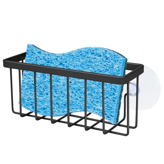 SHFKS Sponge Holder for Kitchen Sink Suction,Kitchen Sink Sponge Holder,Kitchen Sponge Holder,Dish Sponge Holder for Sink,Kitchen Sink Caddy (BLACK)