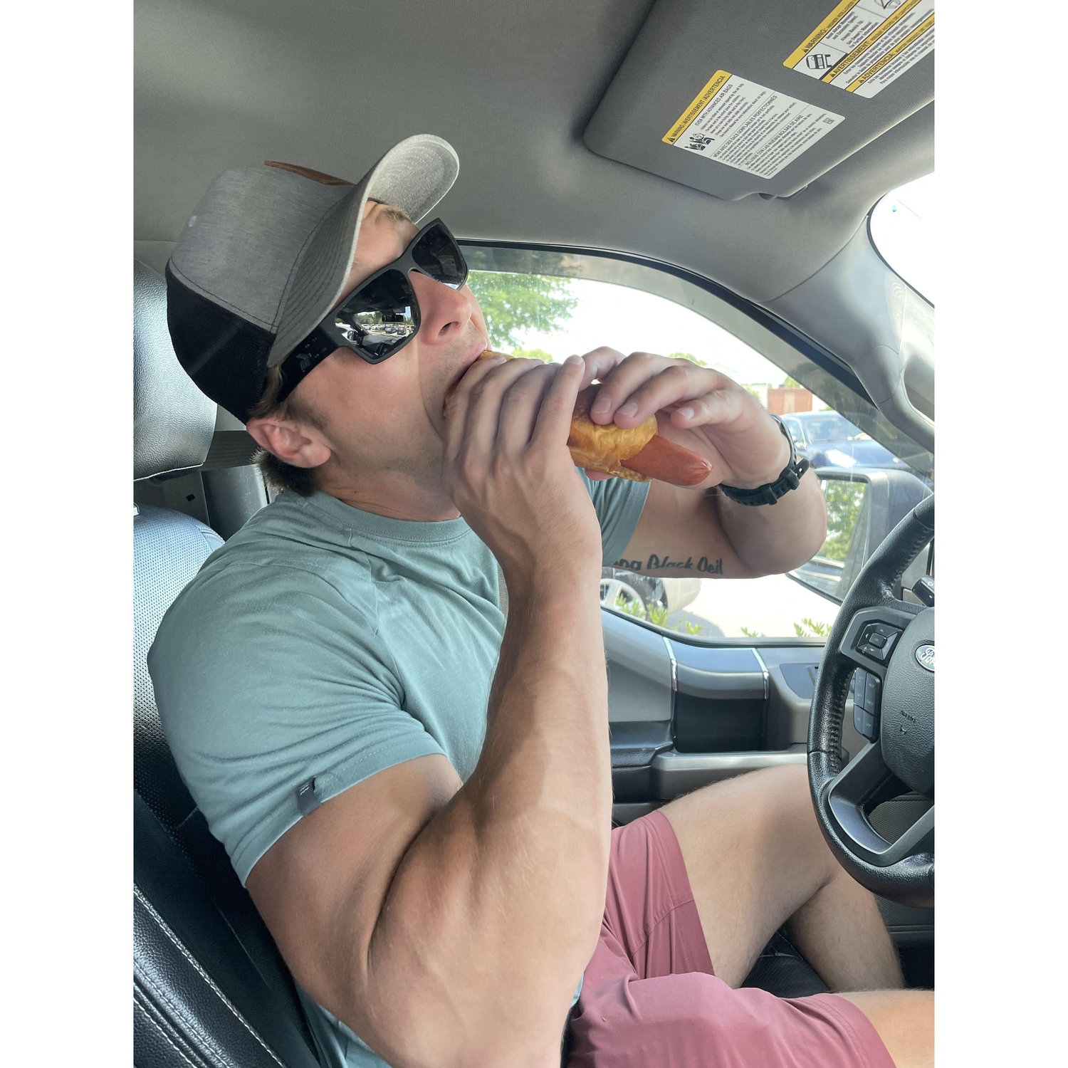 Would you believe me if I said this was his FIRST Costco hot dog?!